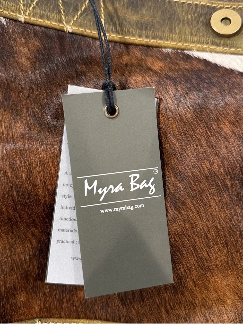Myra Bag Brown & White Leather Hair-on-Hide Tote with Rustic Accents
